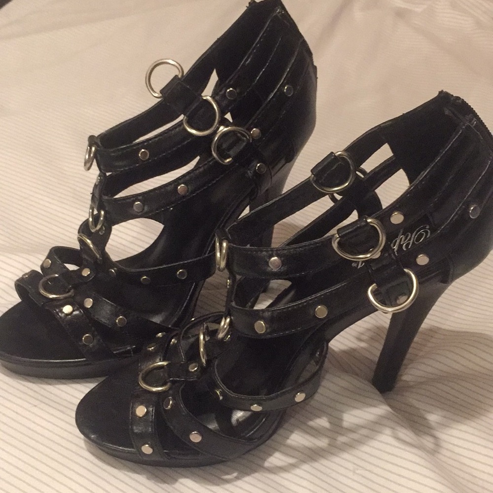 Black strappy heels